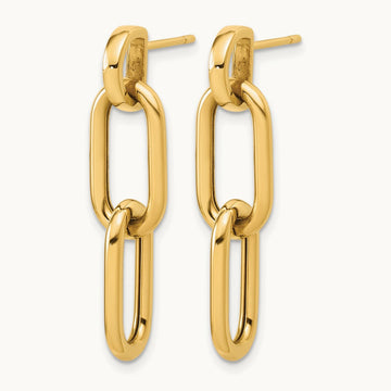 Polished Oval Link Dangle Post Earrings — 33.5mm