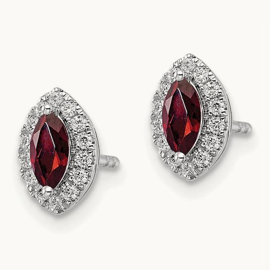 Garnet Jan Birthstone Earrings, 0.20 ct tw Lab-Grown Diamond