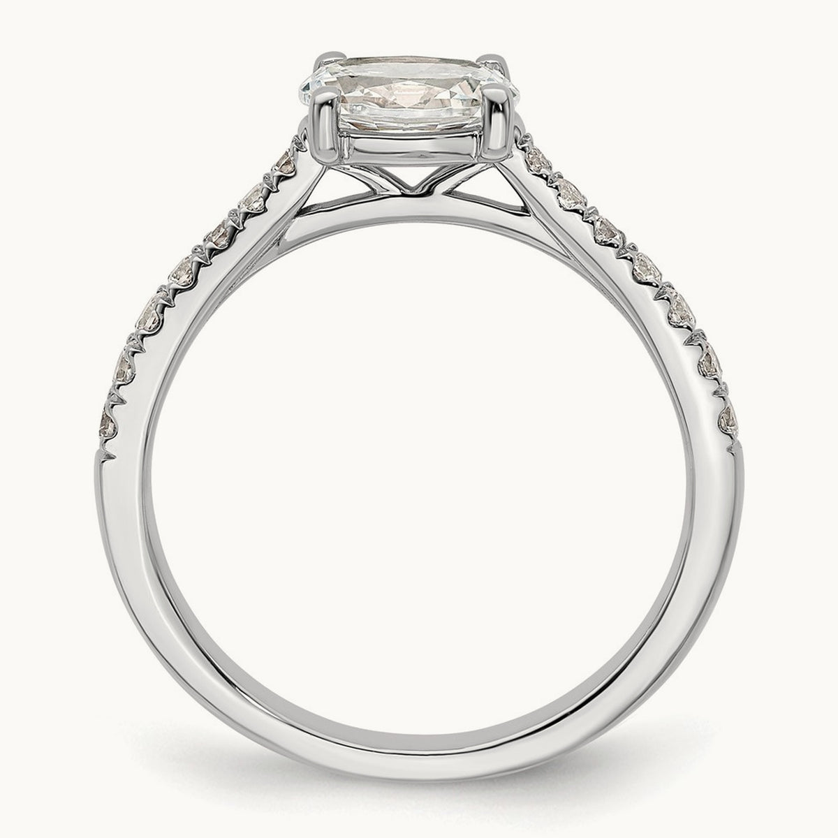 East West Oval Semi-Mount Engagement Ring — 3/4 ct, 7