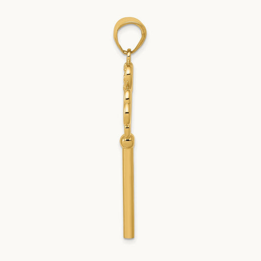 Polished 3D Hearts KEY TO MY HEART Key Charm, 14K