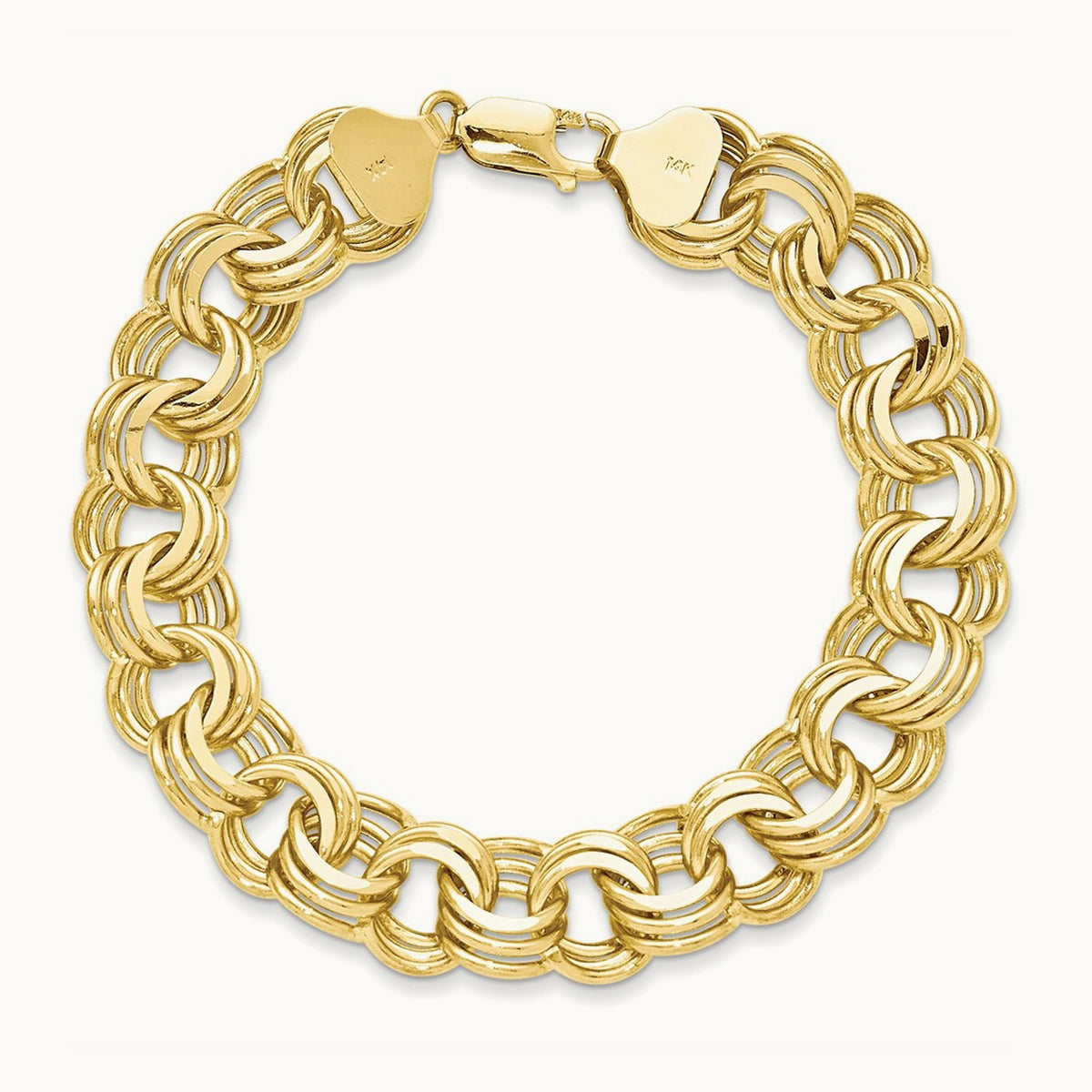 Triple Link Charm Bracelet, 14K