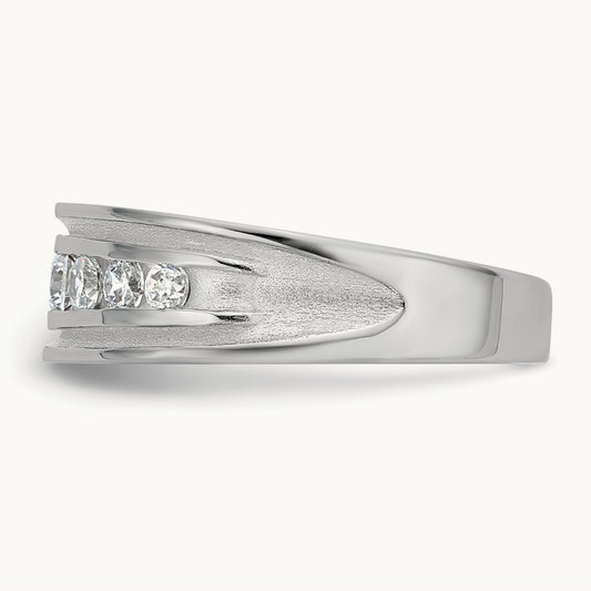IB Goodman Mens Polished Complete 7-Stone 5/8ct Diamond Ring, 14K White Gold