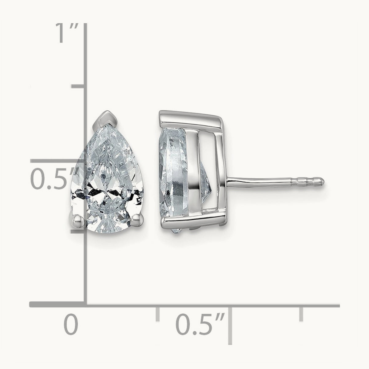 Pear 3 Prong Stud Earrings, 0.50-6.00 ct tw Lab-Grown Diamond — 4 ct, 14K White Gold