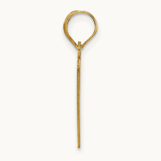 Polished Etched Letter W Initial Pendant, 14K