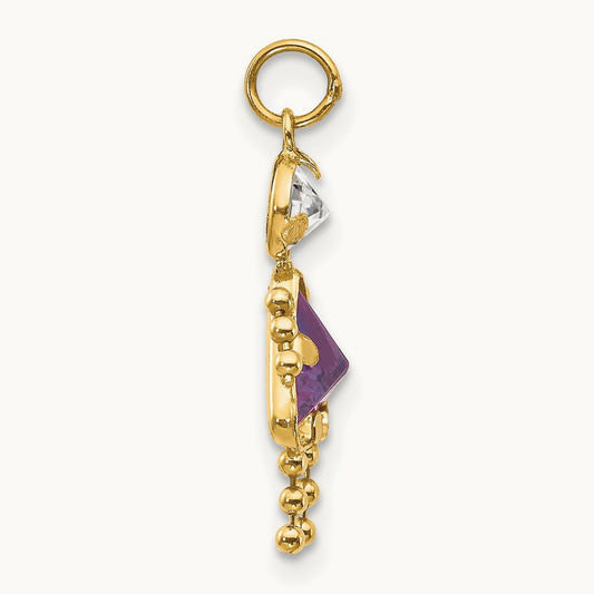 February Girl Birthstone Charm, 14K