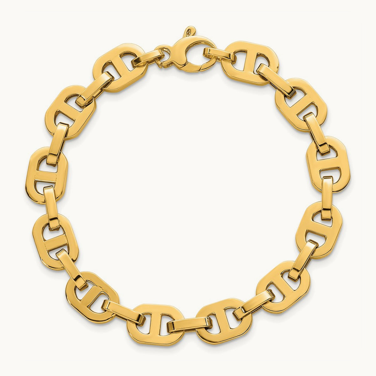 Polished 7.5 Fancy Anchor Link Bracelet, 14K