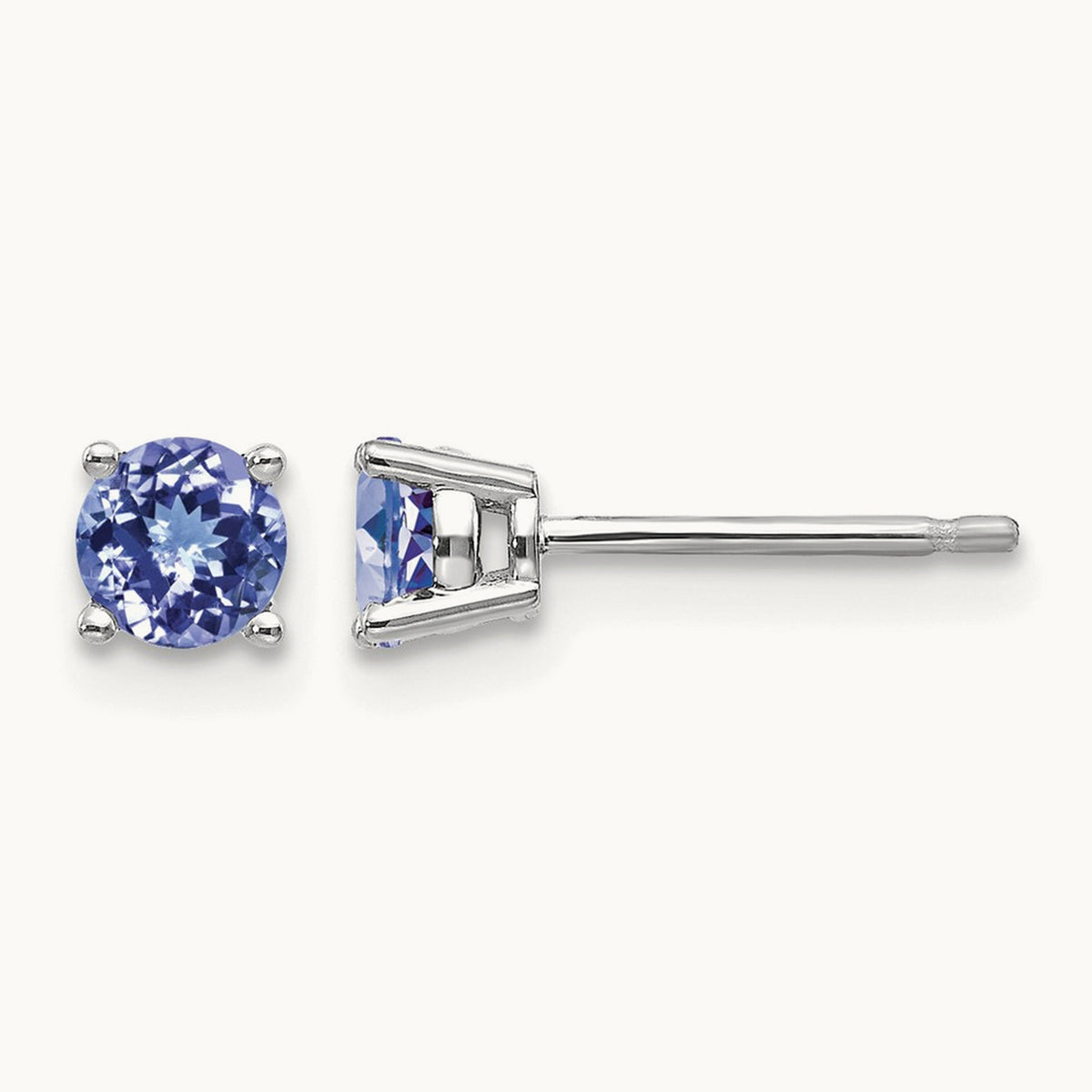 Tanzanite Post Earrings, 14K White Gold