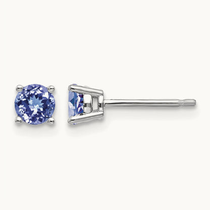 Tanzanite Post Earrings, 14K White Gold