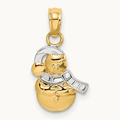 w/Rhodium Snowman Charm, 14K