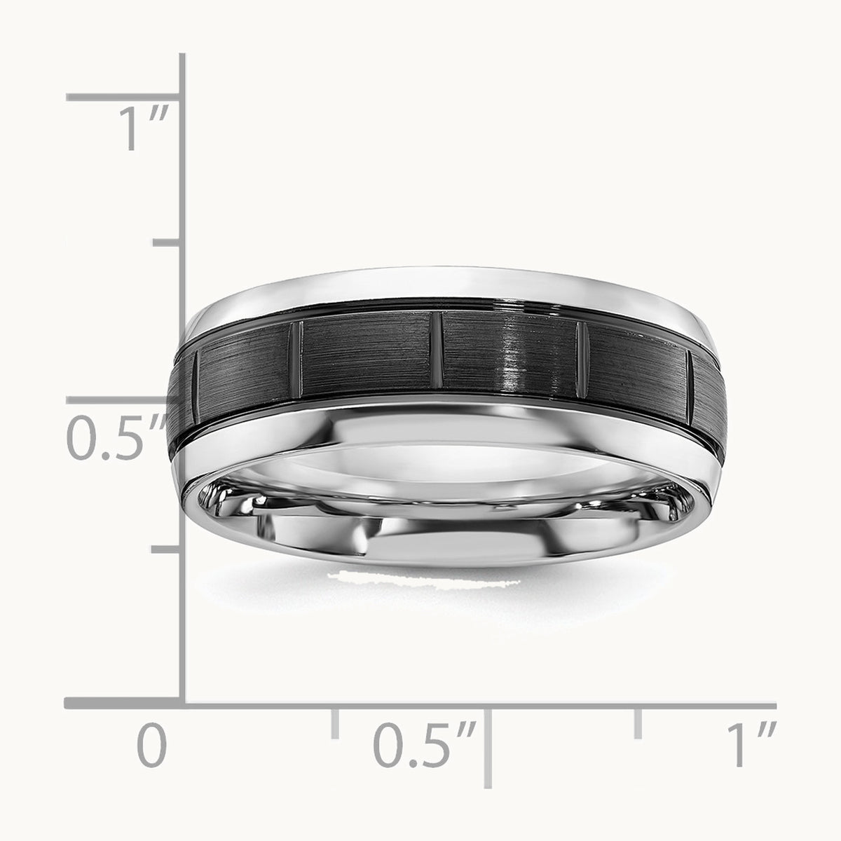 Chisel Cobalt Polished with Brushed Black IP-plated Grooved Center 8mm Band