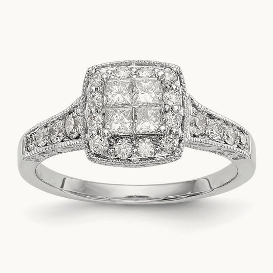Complete Diamond Cluster Engagement Ring — photo set