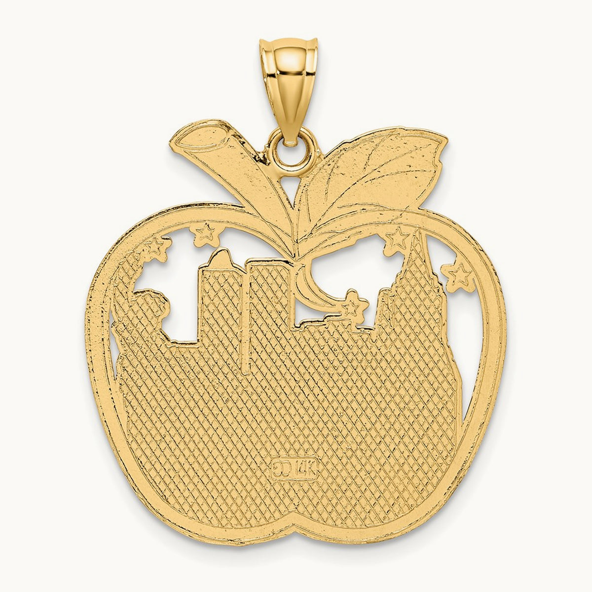 Red Enamel NEW YORK Apple w/NY Skyline Charm, 14K