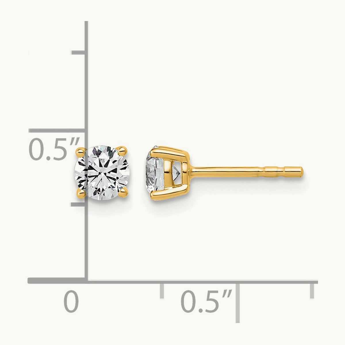 Round Lightweight Earrings, 0.25-6.00 ct tw Lab-Grown Diamond — 5/8 ct, 10K Yellow Gold