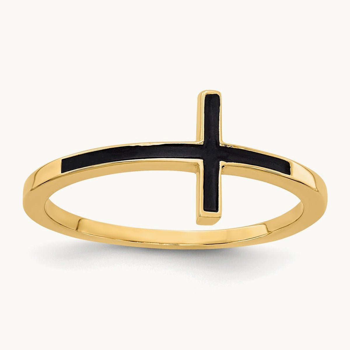 Antiqued Sideways Cross Ring — 14K Yellow Gold