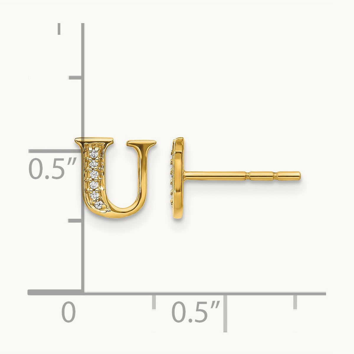 Diamond Earrings — 14K Yellow Gold, 8mm, U