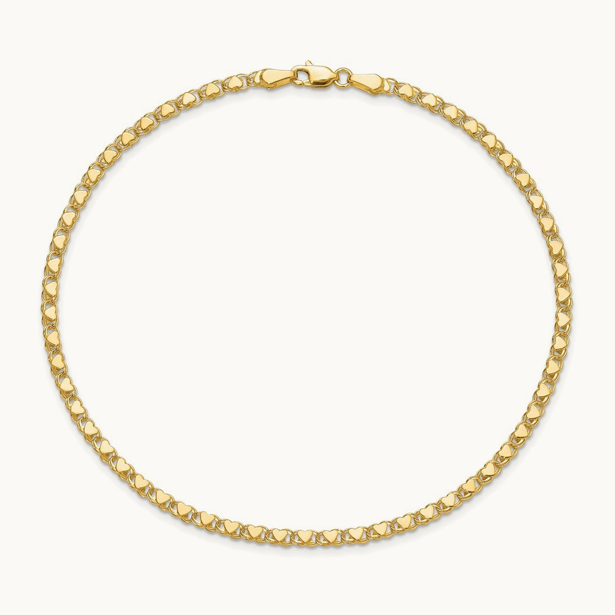 Polished Double-Sided Heart 6in Child's Bracelet, 14K