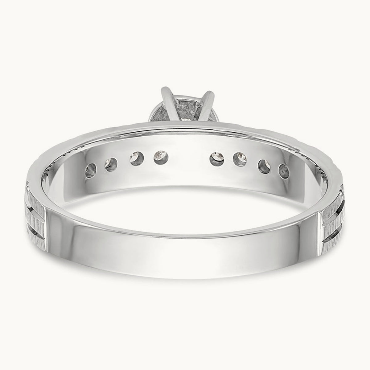 AA Quality Trio Complete Engagement Ring, 14K White Gold