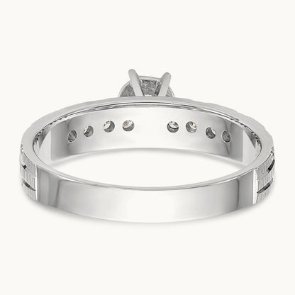 AA Quality Trio Complete Engagement Ring, 14K White Gold