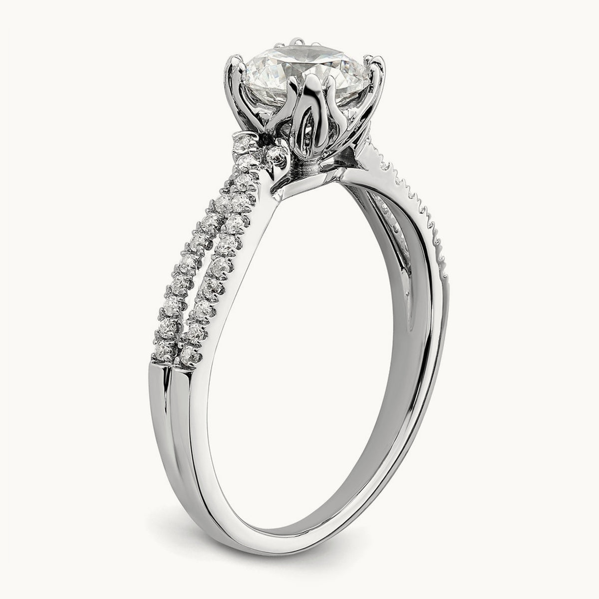 Criss-Cross 1ct Round Semi-Mount Eng Dia Ring, 14K White Gold