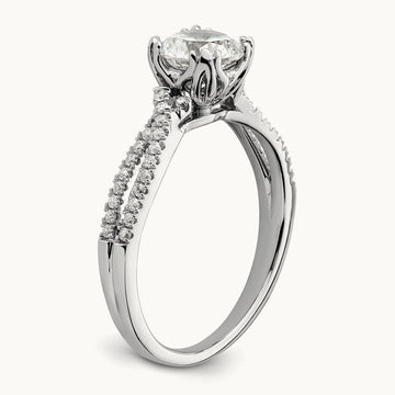 Criss-Cross 1ct Round Semi-Mount Eng Dia Ring, 14K White Gold