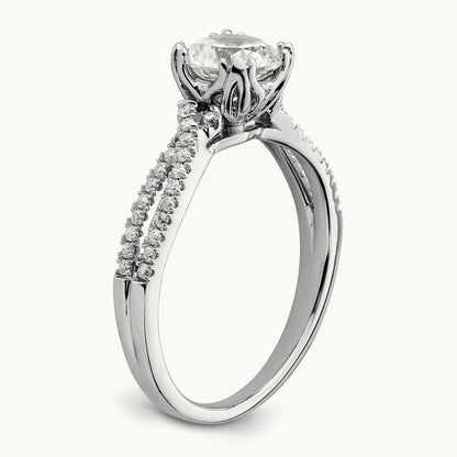 Criss-Cross 1ct Round Semi-Mount Eng Dia Ring, 14K White Gold