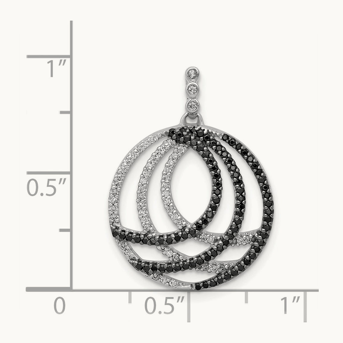 3/8ct. White and Black Diamond Fancy Circle Pendant, 14K White Gold