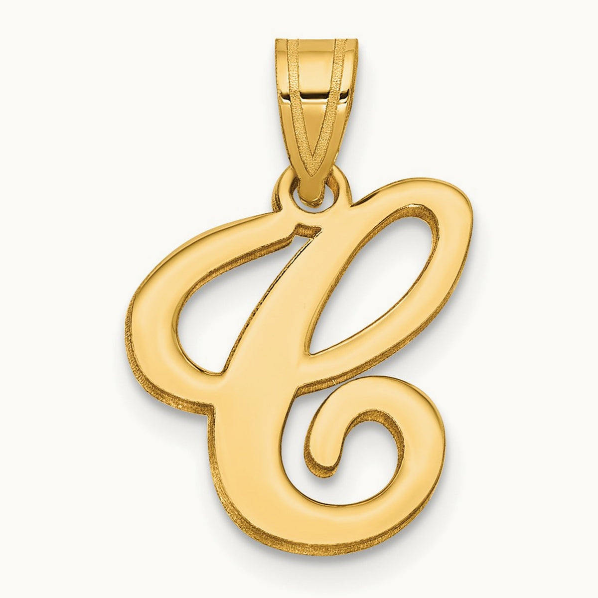 Script Letter C Initial Pendant, 14K