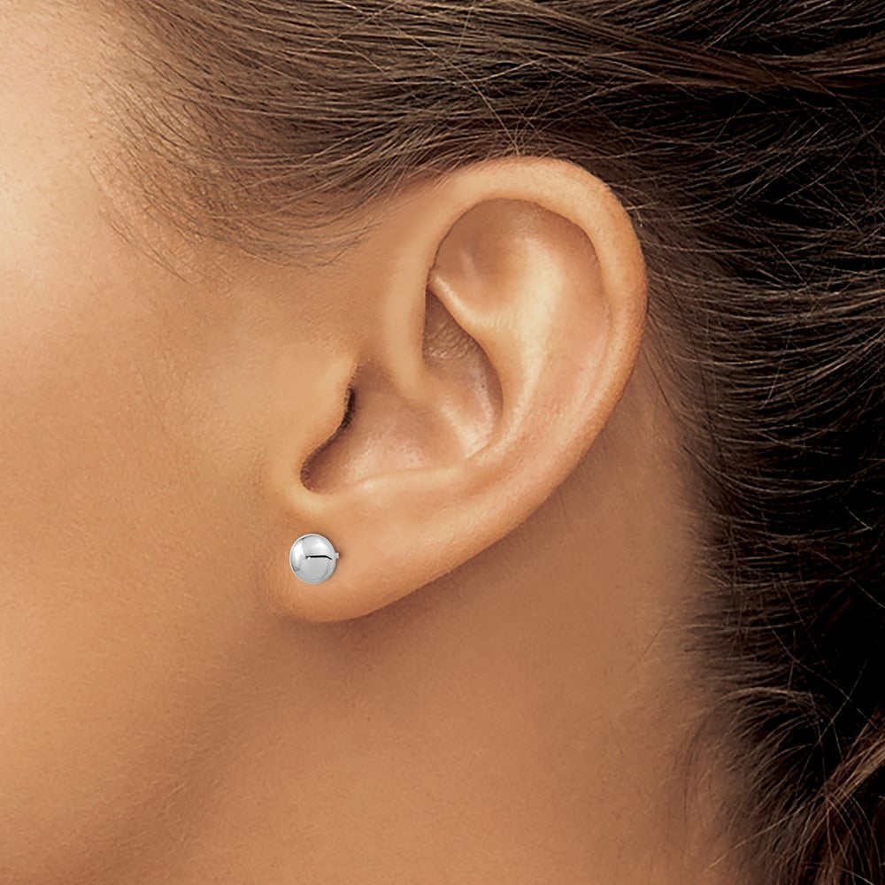 Polished Button Post Earrings — 14K White Gold, 5.5mm