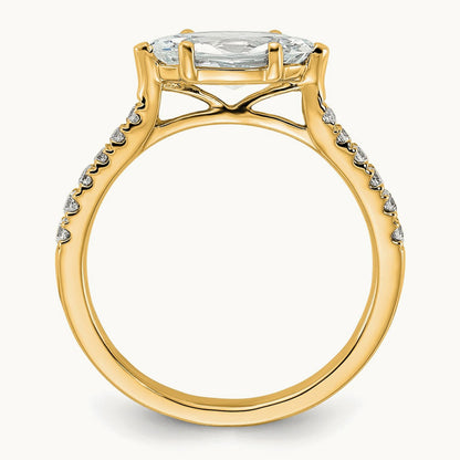 East-West Marquise Semi-Mount Engagement Ring — 14K Yellow Gold, 7
