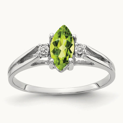Marquise Peridot AA Diamond ring — photo set