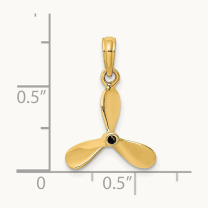 3-D w/ 3 Blades Propeller Charm, 14K