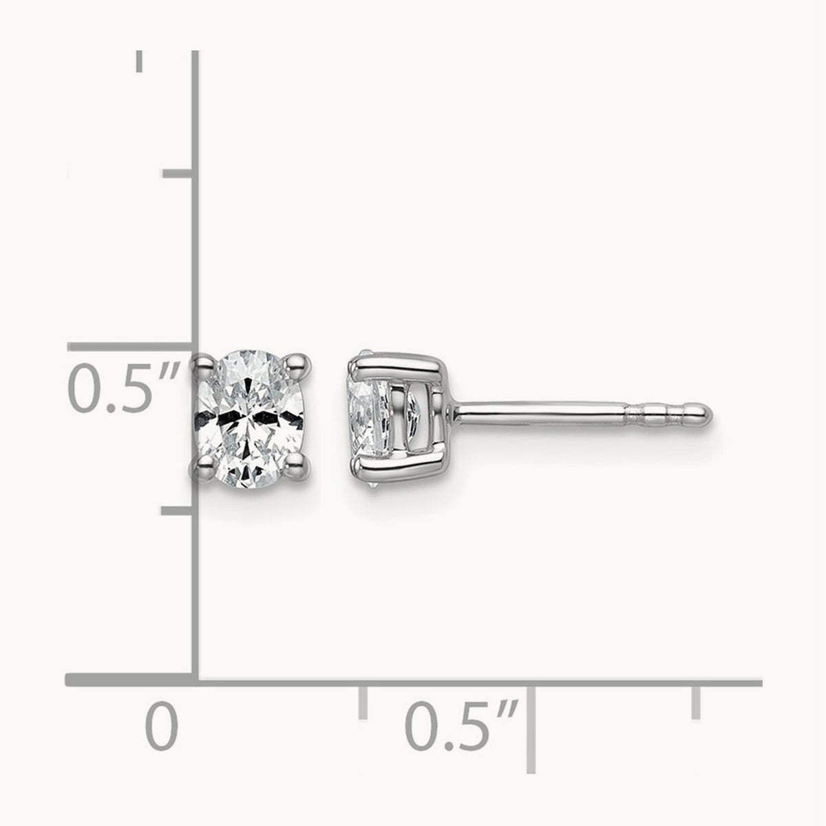 Oval Four-Prong Stud Earrings, 0.50-6.00 ct tw Lab-Grown Diamond — 1/2 ct, 14K White Gold