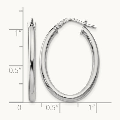 RH-plated Polished Oval Hinged Hoop Earrings, Sterling Silver — Leslie's