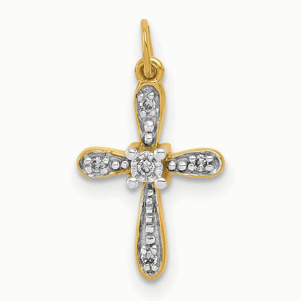 .03ct. Diamond Cross Charm, 14K with Rhodium