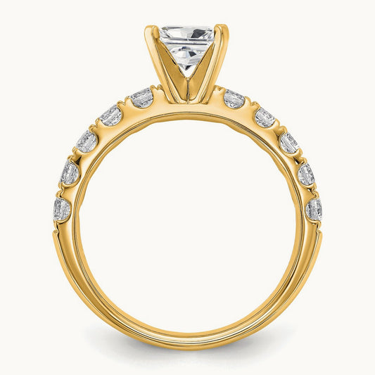 Princess Engagement Ring — 14K Yellow Gold, 1 3/4 ct, 7