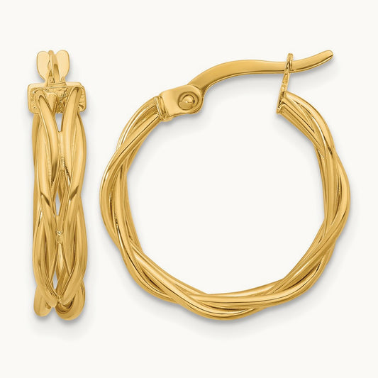 Polished Braided Hoop Earrings, 14K — Leslie's