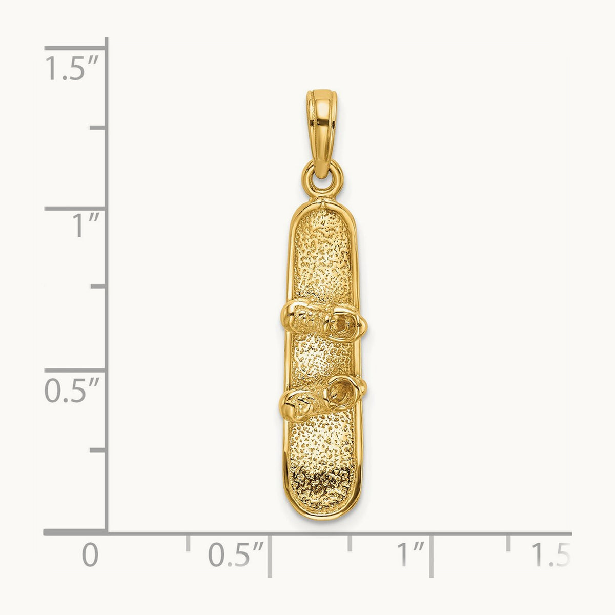 Solid Polished 3-D Snowboard Charm, 14K