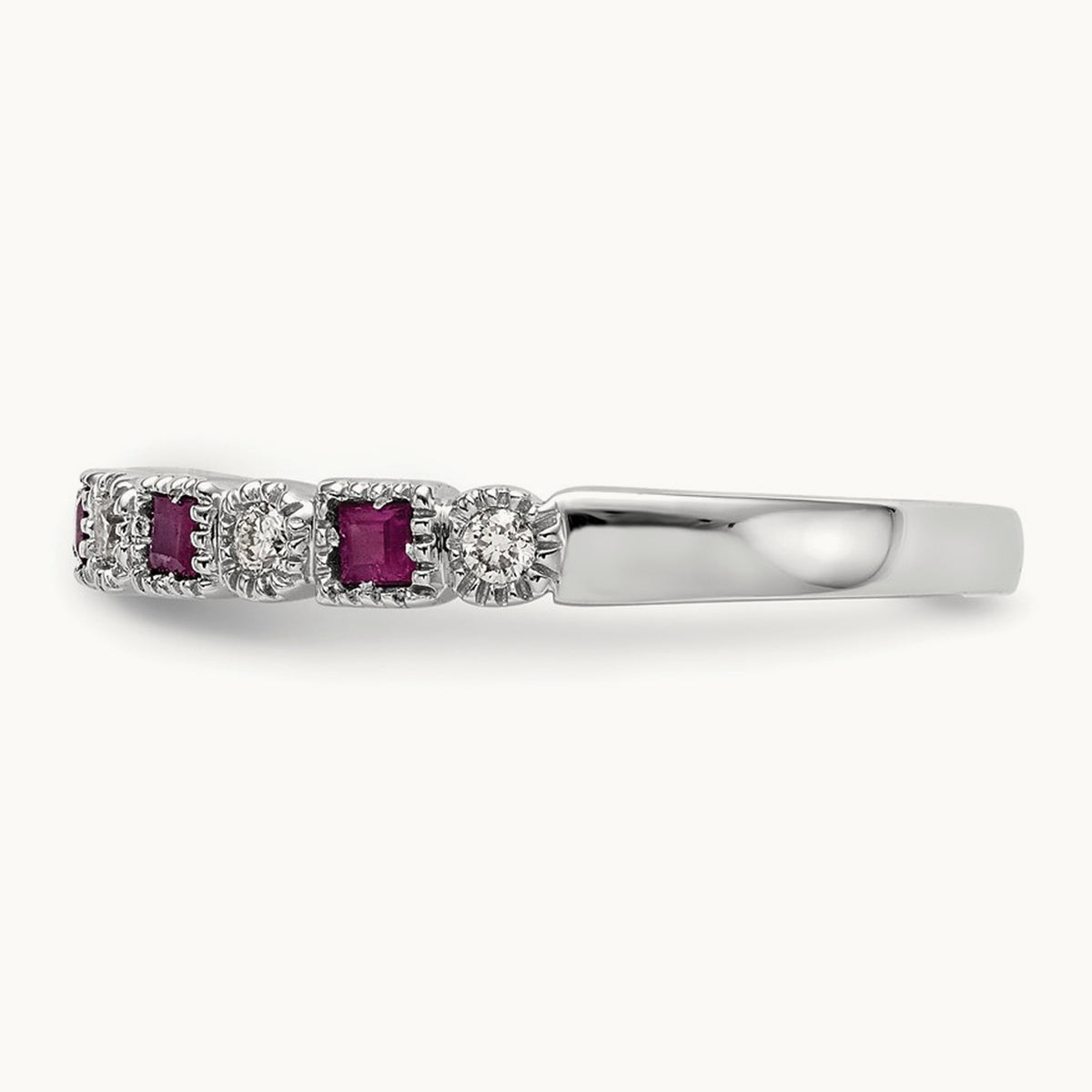 Diamond w/Ruby Band, 14K White Gold