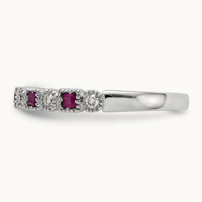 Diamond w/Ruby Band, 14K White Gold