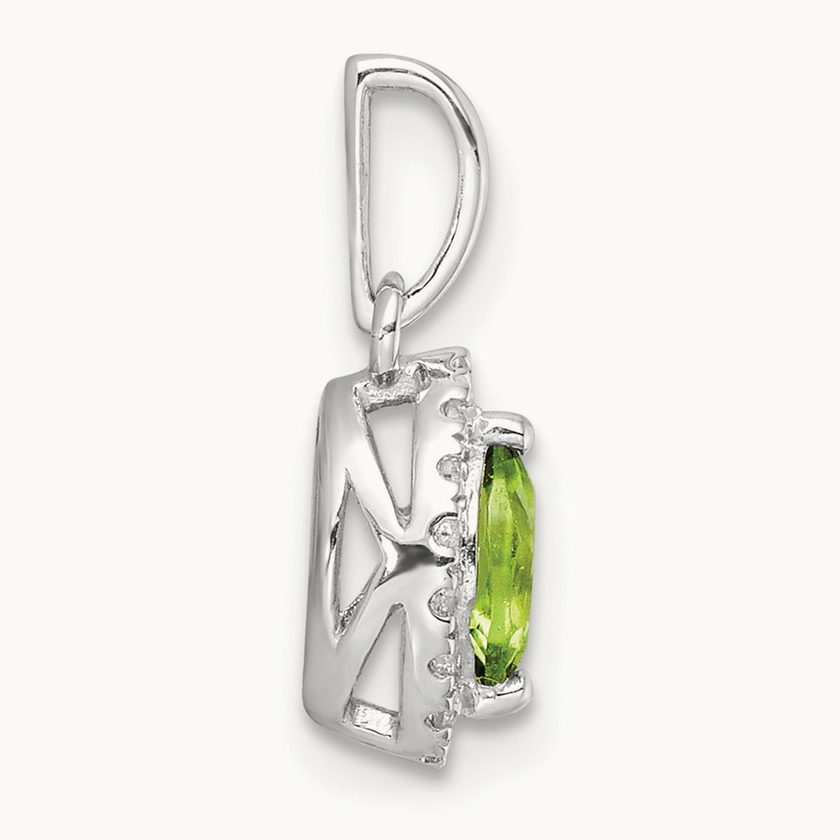Peridot August Birthstone Pendant, 0.10 ct tw Lab-Grown Diamond