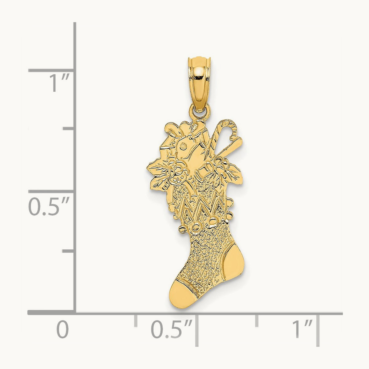 Polished Christmas Stocking Charm, 14K