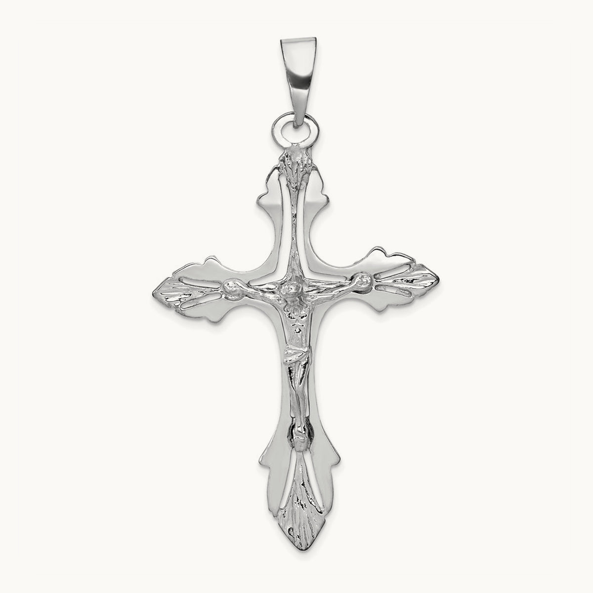 Crucifix Pendant, 14K White Gold