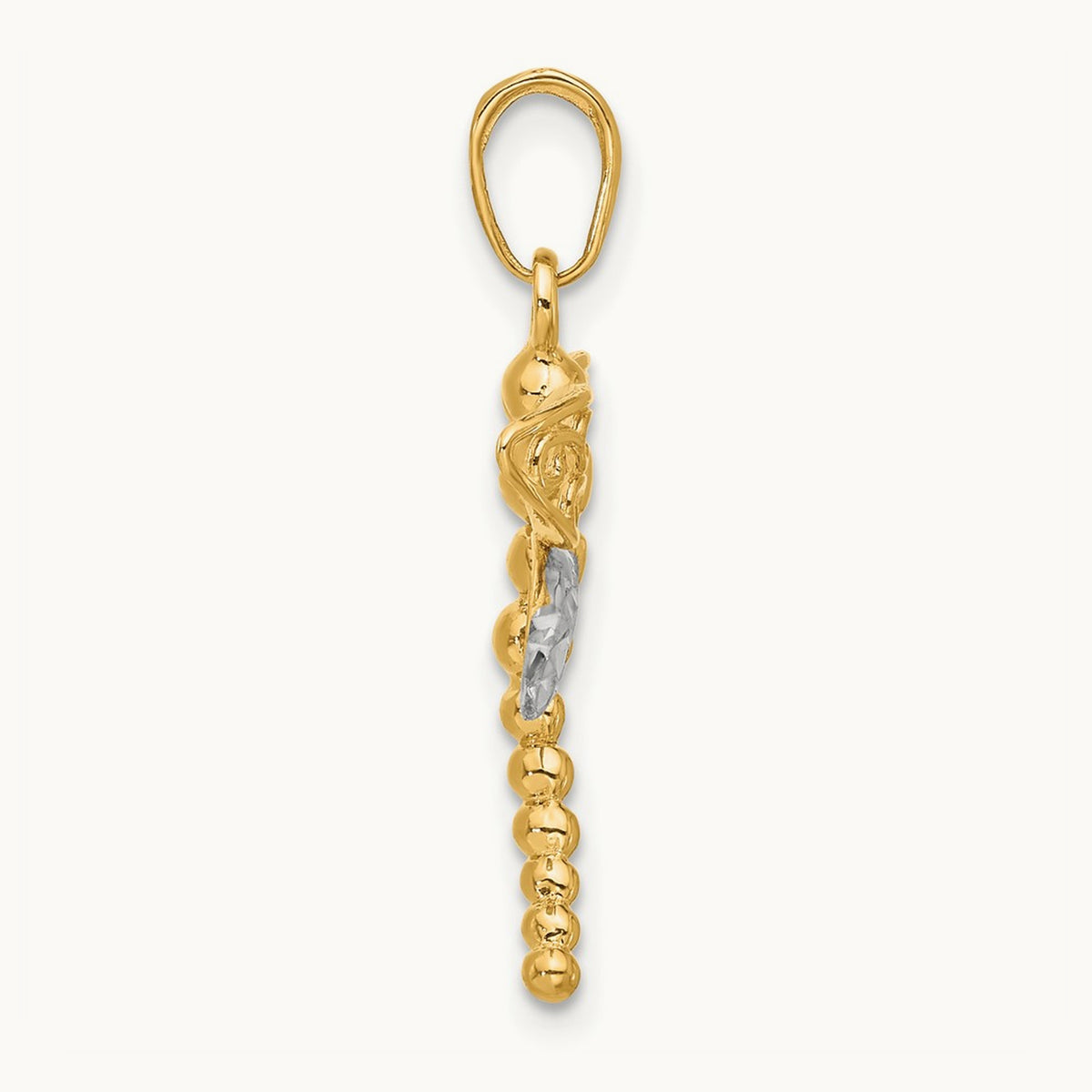 Polished and D/C Dragonfly Pendant, 14K with White Rhodium