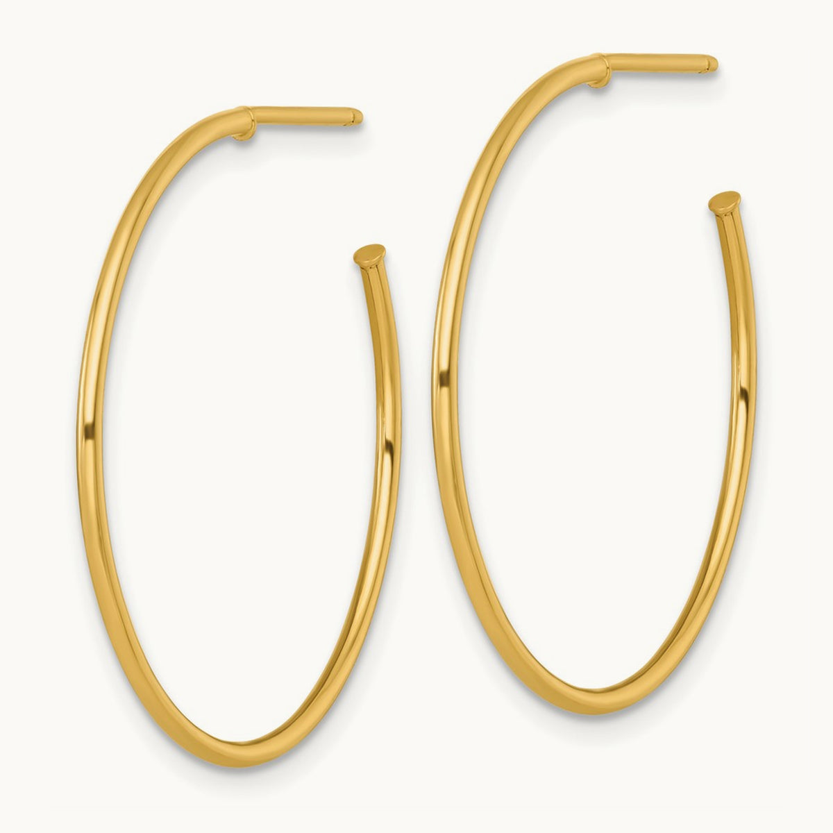 1.2 x Polished Post Hoop Earrings — 14K Yellow Gold