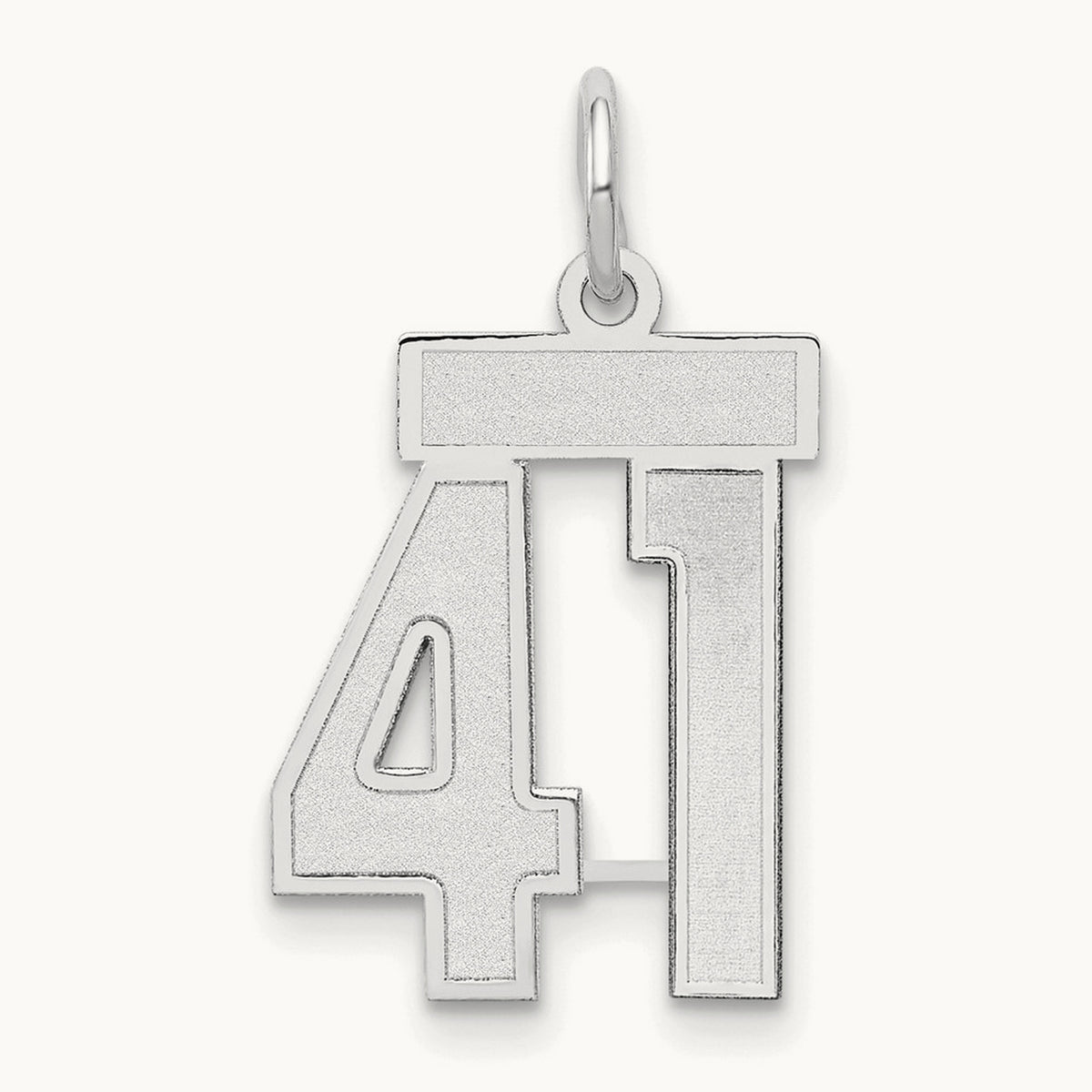 Small Satin Number 41 Charm, 14K White Gold