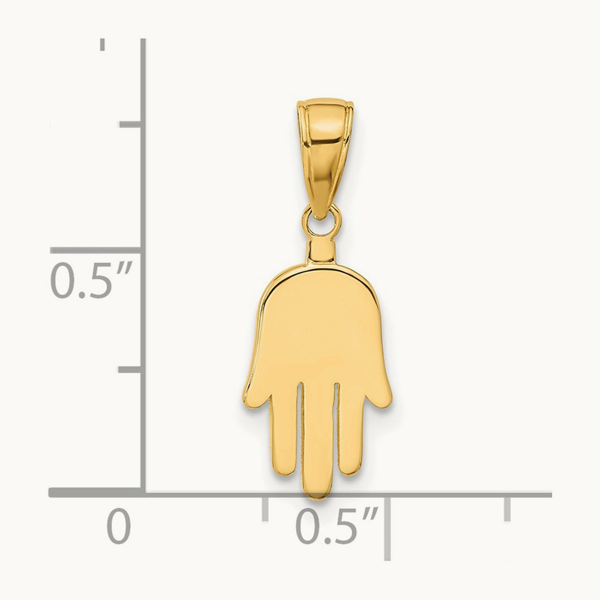 Large Solid Hamsa Pendant, 14K