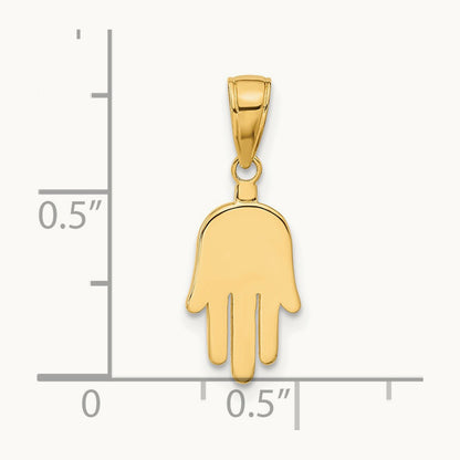 Large Solid Hamsa Pendant, 14K