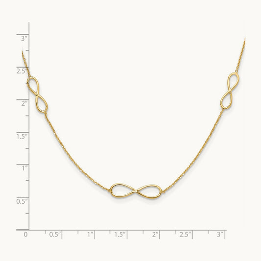 Polished Infinity Stations 16in with 2in ext. Necklace, 14K