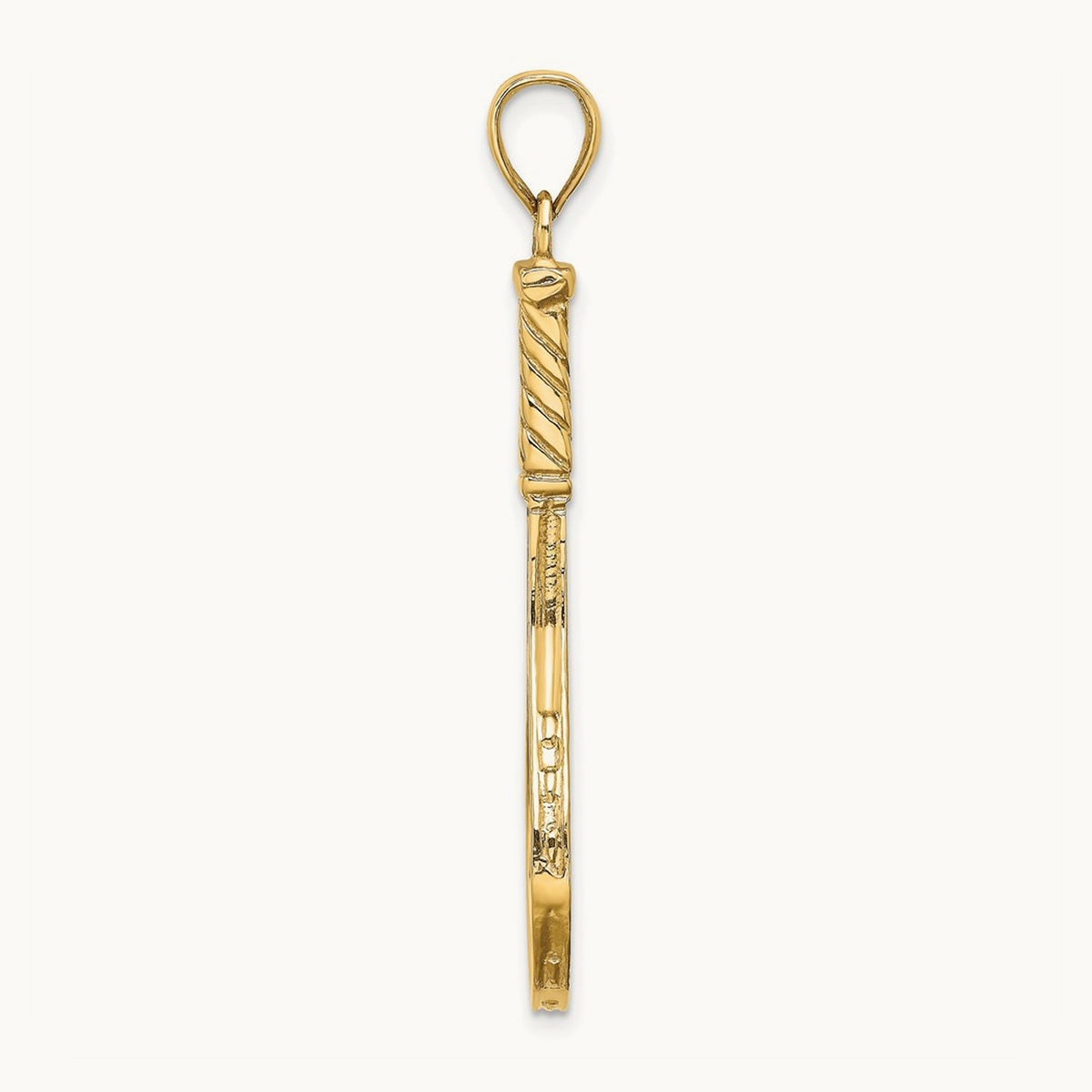 3-D Polished Tennis Racquet Charm, 14K