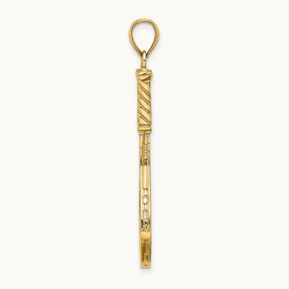 3-D Polished Tennis Racquet Charm, 14K